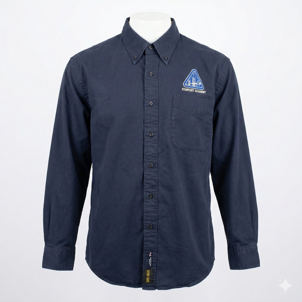 Star Trek Starfleet Academy Uniform Shirt L Navy Button Down CBS 2011 Cosplay‎